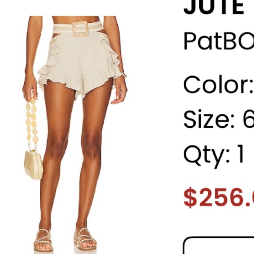 PatBO High Waist Jute Trim Shorts - Natural